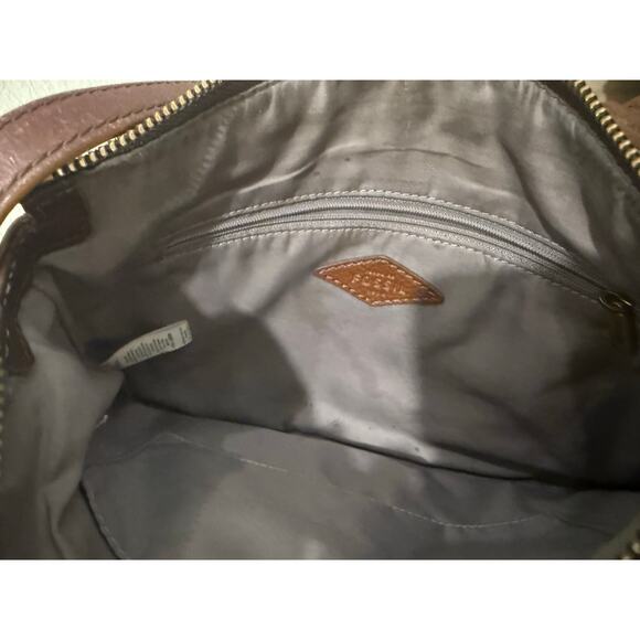 Fossil Brown Crossbody Bag Cow Hide Leather Purse Zipper Adjustable Strap - Picture 9 of 9